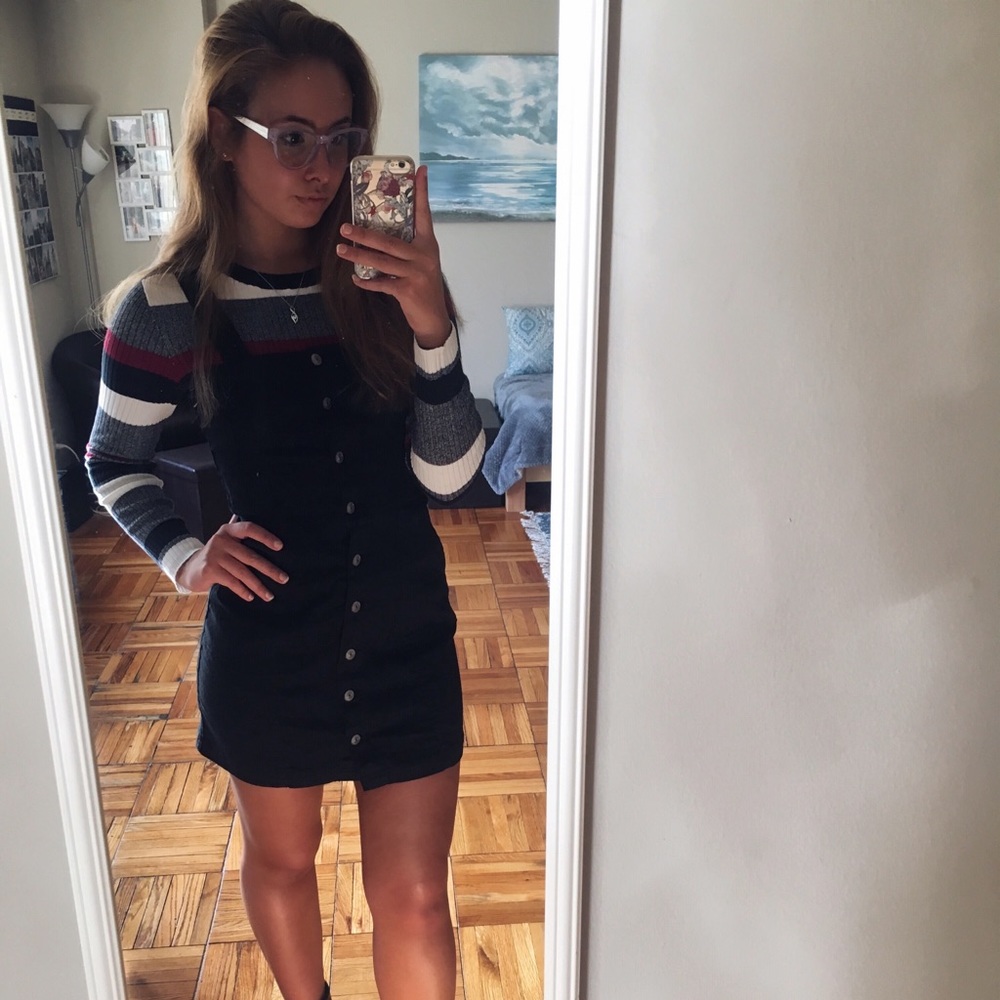 H&M button up black dress